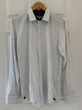 NEW* Ted Baker London 🇬🇧Men’s Fitted Floral Button-down Shirt 4 NWOT White Blue